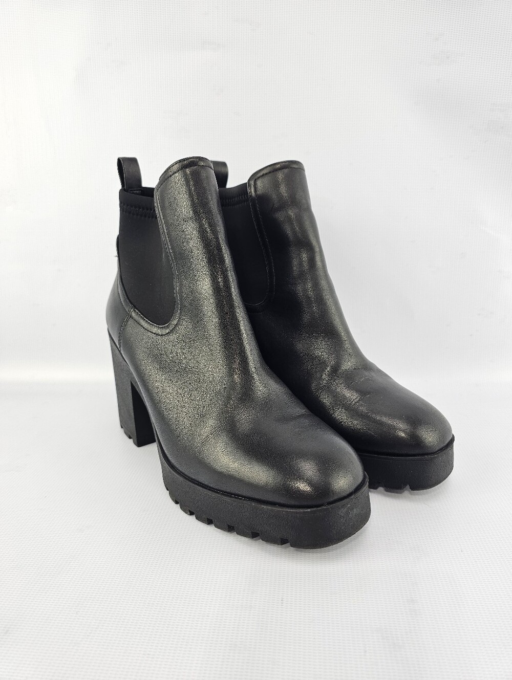 ALDO Leather Chelsea Platform Pull-on Ankle Boots Black Women's Size 9